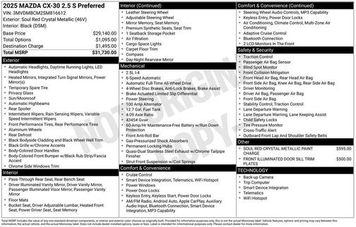 2025 Mazda CX-30 2.5 S Preferred Package