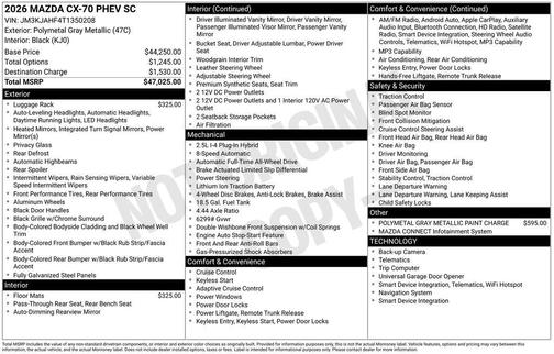 2026 Mazda CX-70 PHEV SC