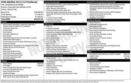 Polymetal Gray Metallic 2026 Mazda CX-5 2.5 S Preferred Package