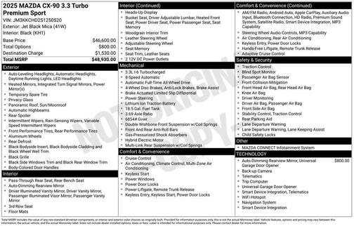 2025 Mazda CX-90 3.3 Turbo Premium Sport