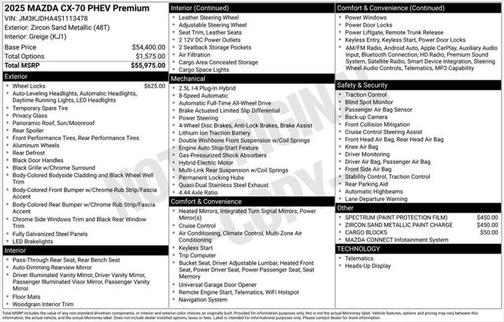 2025 Mazda CX-70 PHEV Premium Package