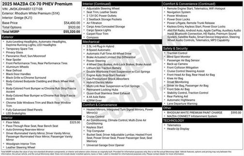 2025 Mazda CX-70 PHEV Premium Package