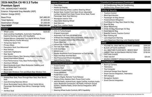 Polymetal Gray Metallic 2026 Mazda CX-90 3.3 Turbo Premium