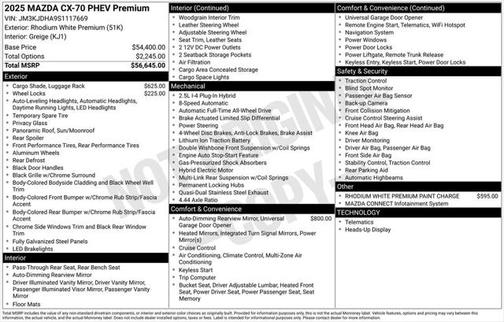 2025 Mazda CX-70 PHEV Premium Package