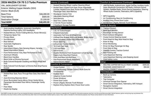 2026 Mazda CX-70 3.3 Turbo Premium