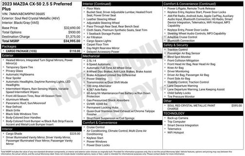 2023 Mazda CX-50 2.5 S Preferred Plus Package