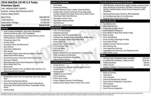 2026 Mazda CX-90 3.3 Turbo Premium Sport
