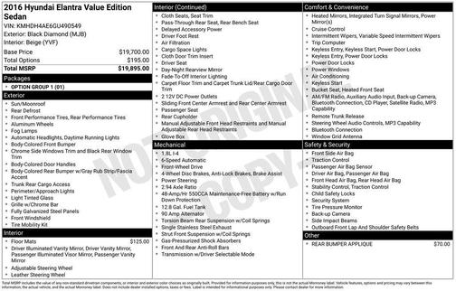 2016 Hyundai ELANTRA Value Edition