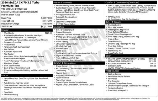 2026 Mazda CX-70 3.3 Turbo Premium Plus