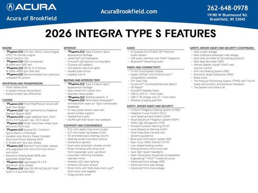 2026 Acura Integra FWD Type S