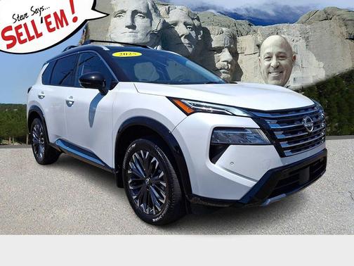 Everest White Pearl/Super Black 2025 Nissan Rogue Platinum