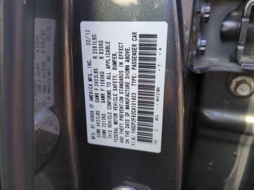 Silver 2012 Honda Accord EX-L