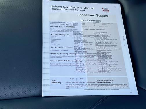 2025 Subaru Ascent Onyx Edition Touring 7-Passenger