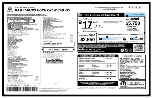 Diamond Black Crystal Pearlcoat 2021 RAM 1500 Big Horn/Lone Star