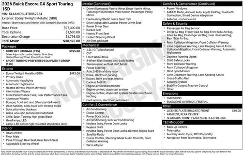 2026 Buick Encore GX Sport Touring