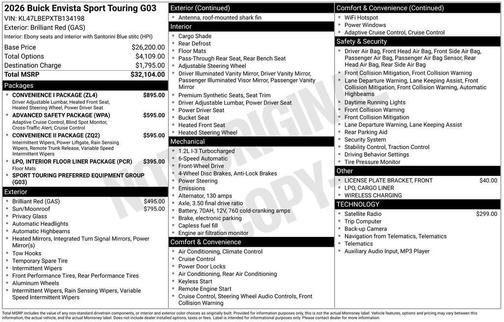 Brilliant Red 2026 Buick Envista Sport Touring