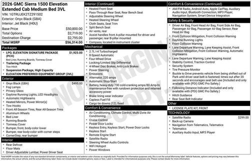 Onyx Black 2026 GMC Sierra 1500 Elevation