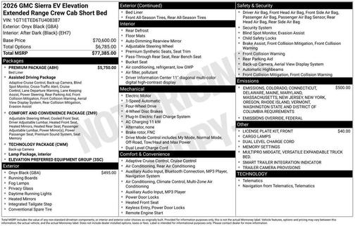 2026 GMC Sierra EV Elevation