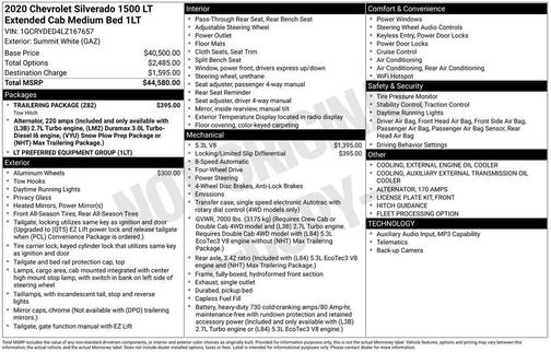 White 2020 Chevrolet Silverado 1500 LT