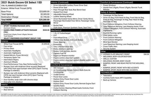 White 2021 Buick Encore GX Select