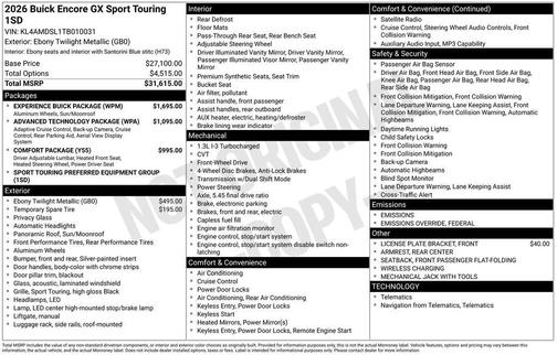 2026 Buick Encore GX Sport Touring