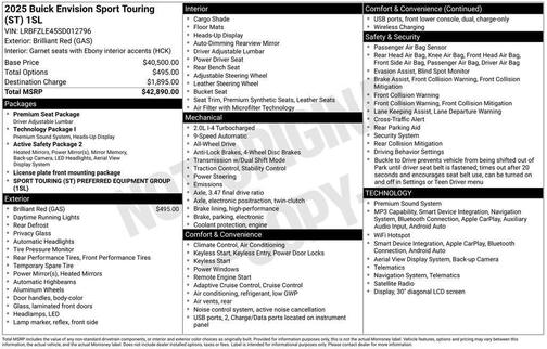 Brilliant Red 2025 Buick Envision Sport Touring