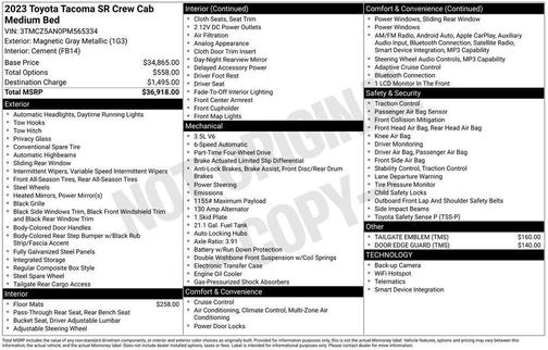 Gray 2023 Toyota Tacoma SR