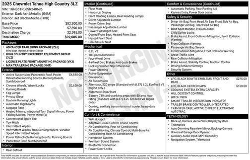 Gray 2025 Chevrolet Tahoe High Country