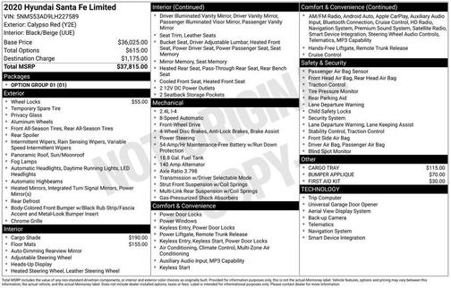 2020 Hyundai SANTA FE 2.4 Limited