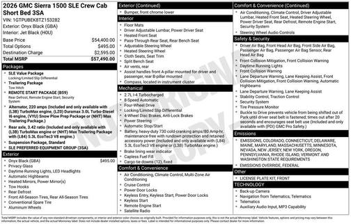 2026 GMC Sierra 1500 SLE