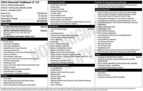 Gray 2024 Chevrolet Trailblazer LT