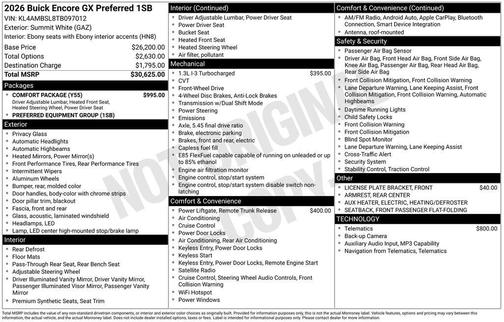 Summit White 2026 Buick Encore GX Preferred