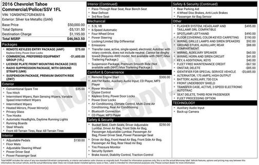 2016 Chevrolet Tahoe Special Service