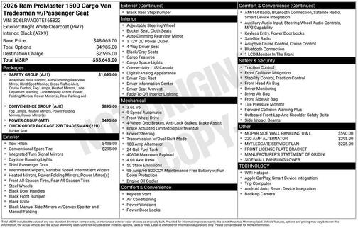 2026 RAM ProMaster 1500 Low Roof