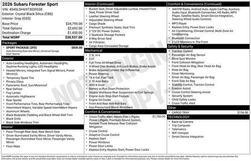 Crystal Black Silica 2026 Subaru Forester Sport