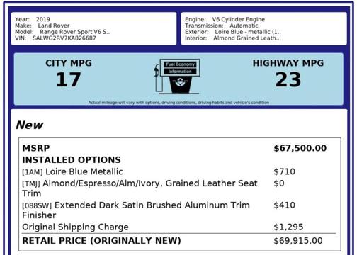 2019 Land Rover Range Rover Sport SE