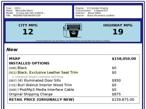 2011 Mercedes-Benz S-Class S600