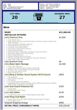 2020 Audi S5 Premium Plus TFSI quattro Tiptronic