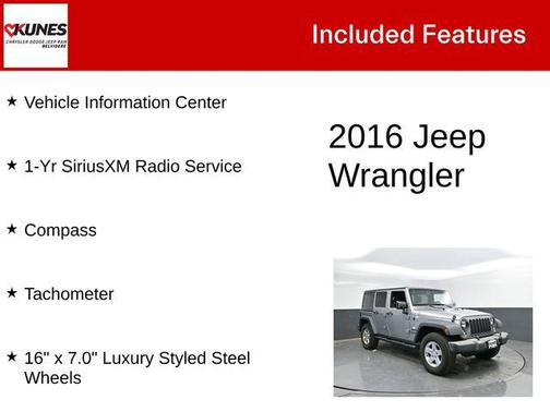 Billet Silver Metallic Clearcoat 2016 Jeep Wrangler Unlimited Sport