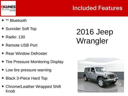 Billet Silver Metallic Clearcoat 2016 Jeep Wrangler Unlimited Sport