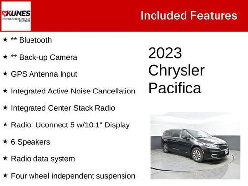 Brilliant Black Crystal Pearlcoat 2023 Chrysler Pacifica Hybrid Touring L
