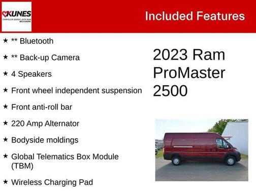Deep Cherry Red Crystal Pearlcoat 2023 RAM ProMaster 2500 High Roof