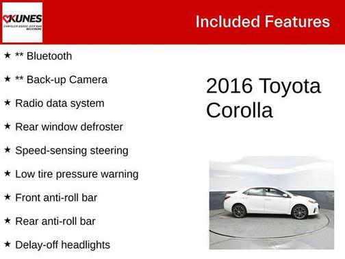 Super White 2016 Toyota Corolla L