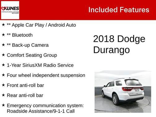 White Knuckle Clearcoat 2018 Dodge Durango SXT
