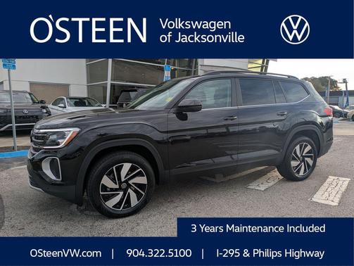 Deep Black Pearl 2026 Volkswagen Atlas 2.0T SE w/Technology
