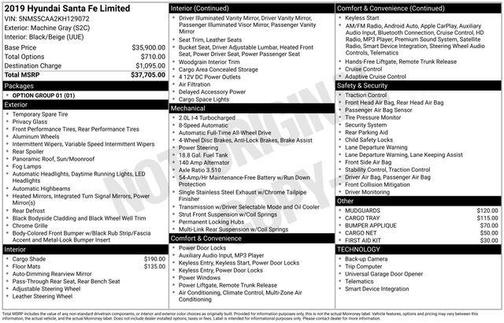 2019 Hyundai SANTA FE Limited 2.0T