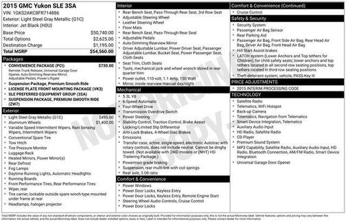 Light Steel Gray Metallic 2015 GMC Yukon SLE