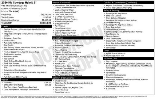 Gravity Gray 2026 Kia Sportage SX Turbo