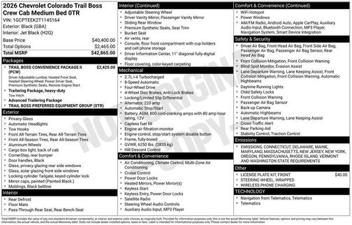 2026 Chevrolet Colorado Trail Boss