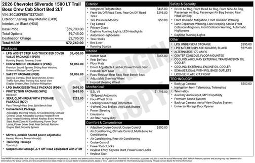 Sterling Gray Metallic 2026 Chevrolet Silverado 1500 LT Trail Boss